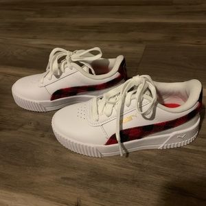 Tweed puma sneakers black and red